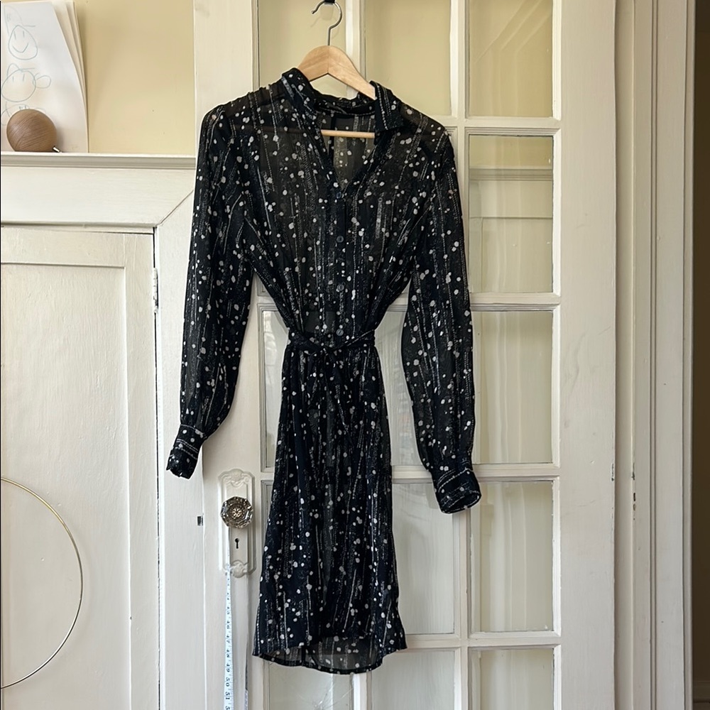 Elegant Black and White Patterned sheer Dress, size euro 38